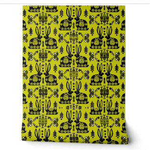Rabbit Folk Art Home Decor Wallpaper