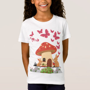 Rabbit Friends at Mushroom House – Cute Kids  T-Shirt