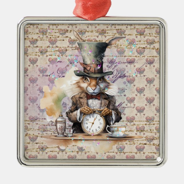 Rabbit from Alice in Wonderland  Metal Tree Decoration (Front)