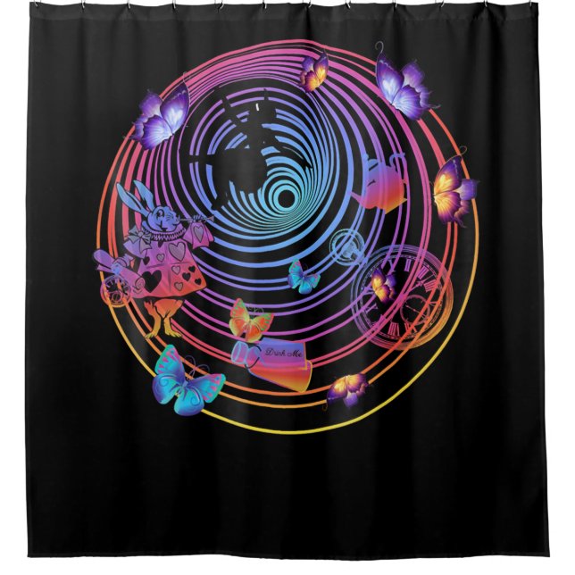 Rabbit Gift | Alice In Wonderland Shower Curtain (Front)