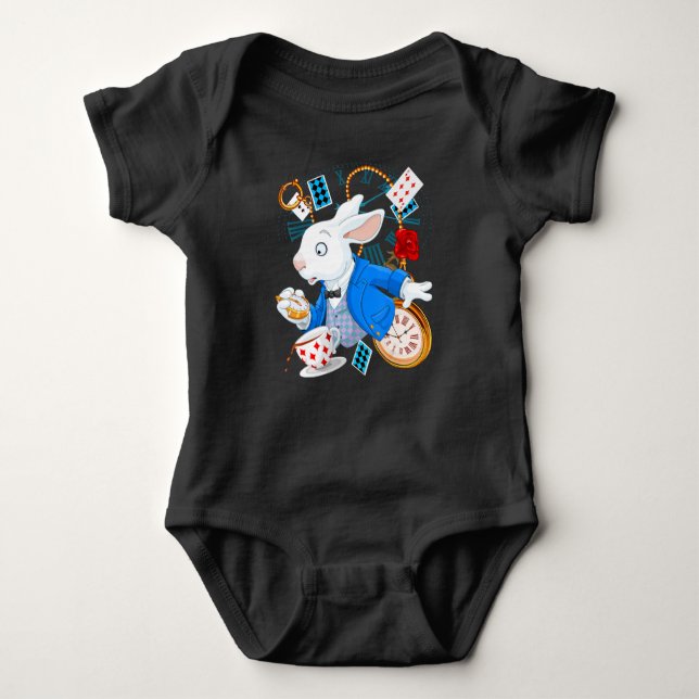 Rabbit Gift | Alice In Wonderland  - White Rabbit Baby Bodysuit (Front)
