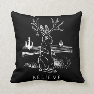 Rabbit Gift Believe Jackalope Cushion