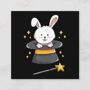 Rabbit Gift Bunny Magic Wand Magician Wizard Witch Square Business Card