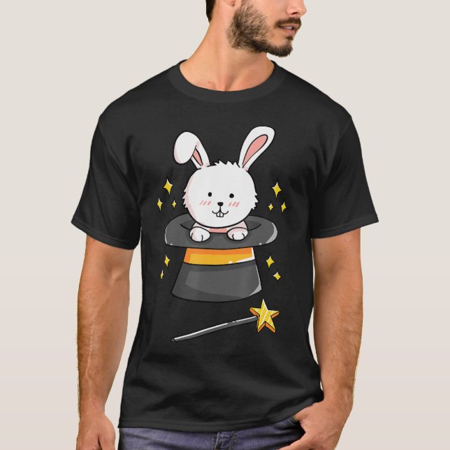 Rabbit Gift|Bunny Magic Wand Magician Wizard Witch T-Shirt (Front)