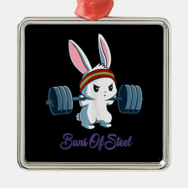 Rabbit Gift | Rabbit Lover Gym Workout Metal Tree Decoration (Front)