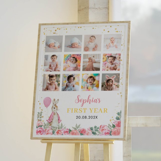 Rabbit Girl Birthday Photo Milestone Poster (Creator Uploaded)