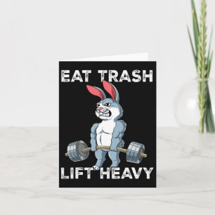 Rabbit Gym Weight Training Eat Trash Lift Heavy  Card