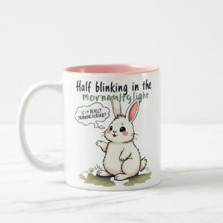 rabbit  half blinking Two-Tone coffee mug