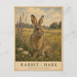 Rabbit Hare Meadowlands VINTAGE Postcard