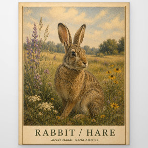 Rabbit Hare Meadowlands VINTAGE Postcard