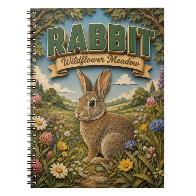 Rabbit Hare Wildflower Meadow POPCUT Notebook (Front)