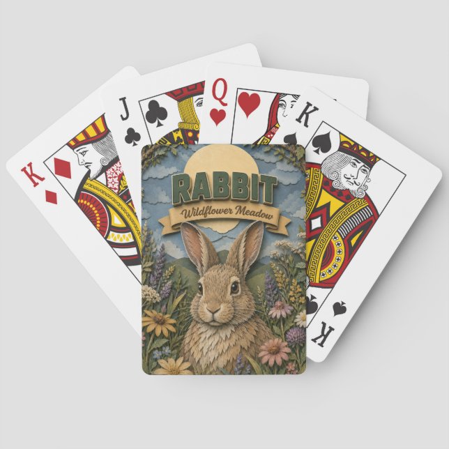 Rabbit Hare Wildflower Meadow POPCUT Playing Cards (Back)