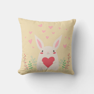 Rabbit heart cute valentine cushion