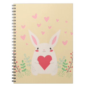 Rabbit heart cute valentine notebook