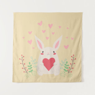 Rabbit heart cute valentine tapestry