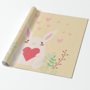Rabbit heart cute valentine wrapping paper