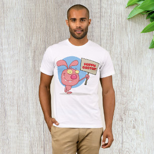 Rabbit Holding A Happy Easter Sign Mens T-Shirt