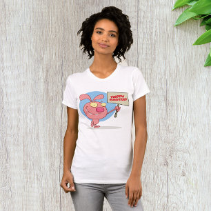 Rabbit Holding A Happy Easter Sign Womens T-Shirt