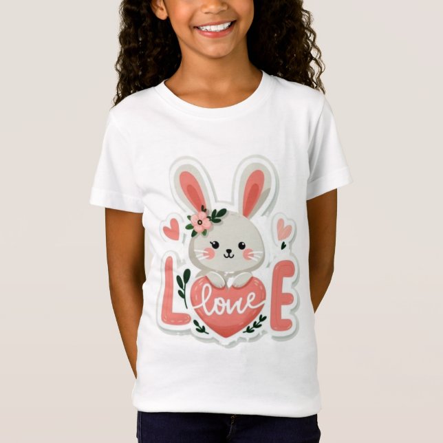 Rabbit Holding Heart T-Shirt (Front)