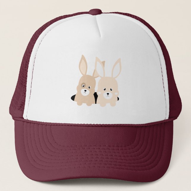 Rabbit hole clipart illustration  trucker hat (Front)