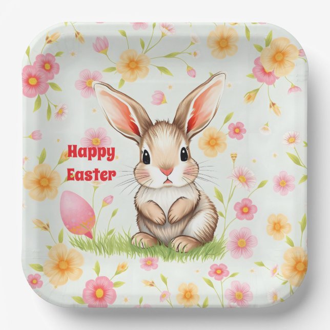Rabbit Holiday Easter Modern Collection Paper Plate (Front)