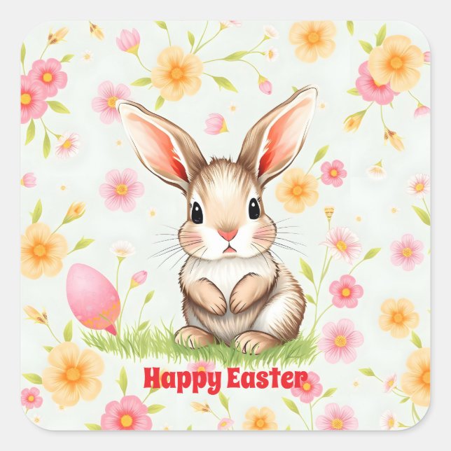 Rabbit Holiday Easter Modern Collection Square Sticker (Front)