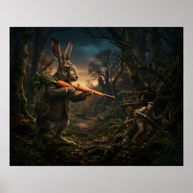 Rabbit hunting for a hunter poster (Front)