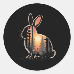 Rabbit Hunting Hiking Outdoor Camping Forest Kids Classic Round Sticker