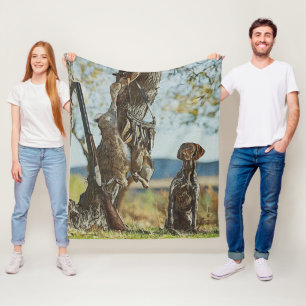 Rabbit hunting with GSP Fleece Blanket