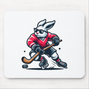 Rabbit Ice Hockey Bunny Easter Day Mouse Pad