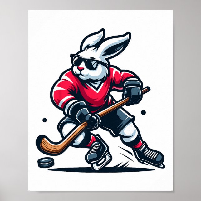 Rabbit Ice Hockey Bunny Easter Day  Poster (Front)