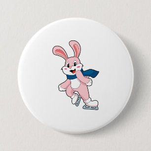 Rabbit Ice skating Ice skates 7.5 Cm Round Badge