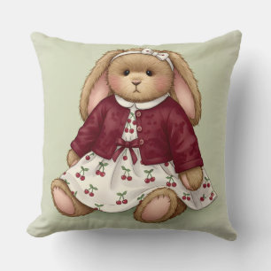 Rabbit in a Burgundy Sweater Cushion
