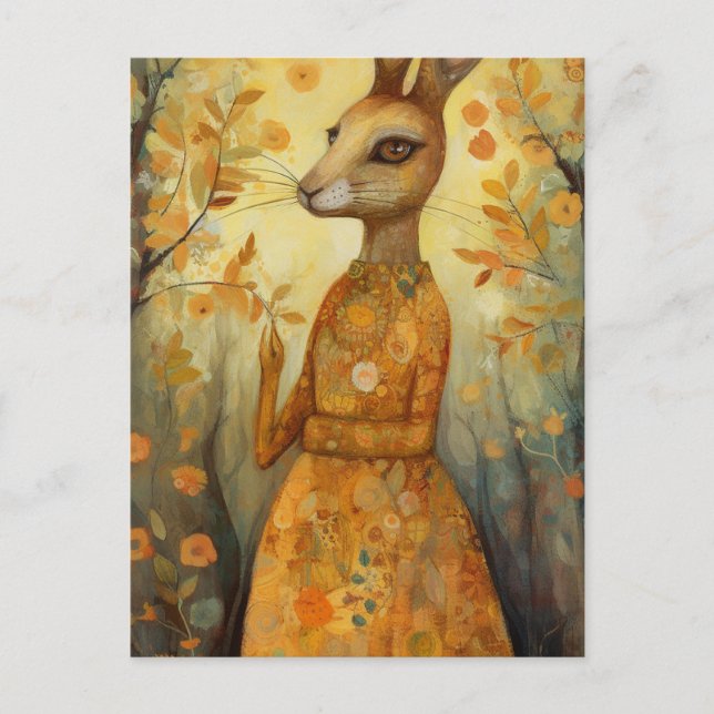 Rabbit in a floral dress postcard (Front)