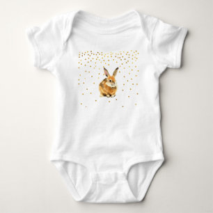 Rabbit in a Shower of Golden Polka Dots Baby Bodysuit