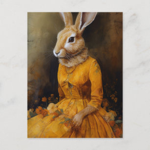 Rabbit in a yellow dress postcard