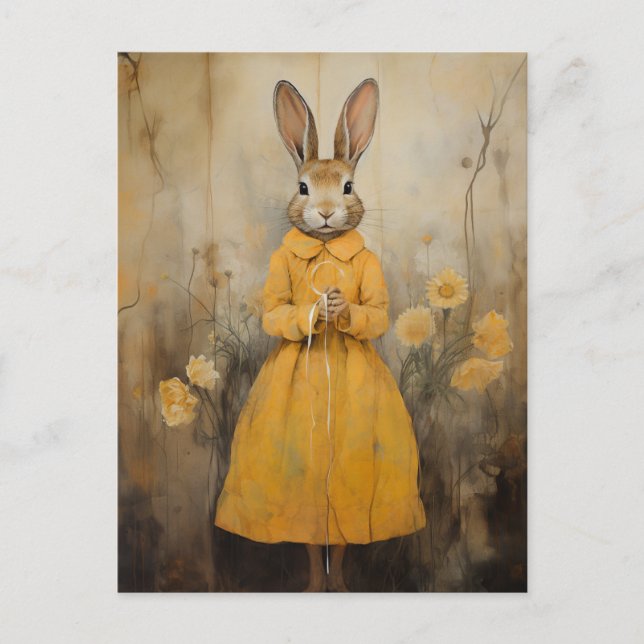 Rabbit in a Yellow Dress Postcard (Front)
