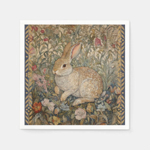 Rabbit in an English Garden William Morris Style Napkin
