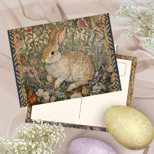 Rabbit in an English Garden William Morris Style Postcard