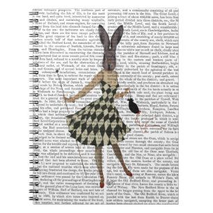 Rabbit in Black White Dress Spiral Notebook