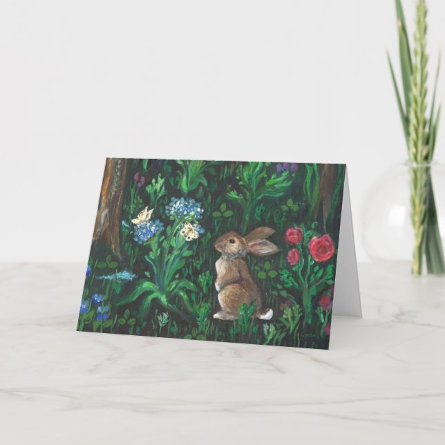 "Rabbit in Forest." (Rabbit Detail) Greeting Card (Front)