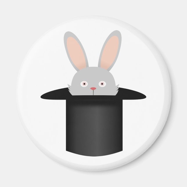 Rabbit in hat magnet (Front)