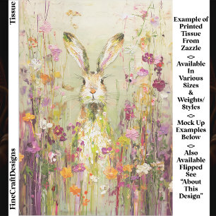 Rabbit in Meadow of Wildflowers EE3R Decoupage Tissue Paper