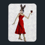 Rabbit in Red Dress 2 Magnet<br><div class="desc">Fashion & Figurative</div>