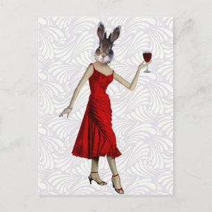 Rabbit in Red Dress 2 Postcard