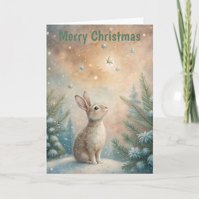 Rabbit in Snow Holiday Card (Front)