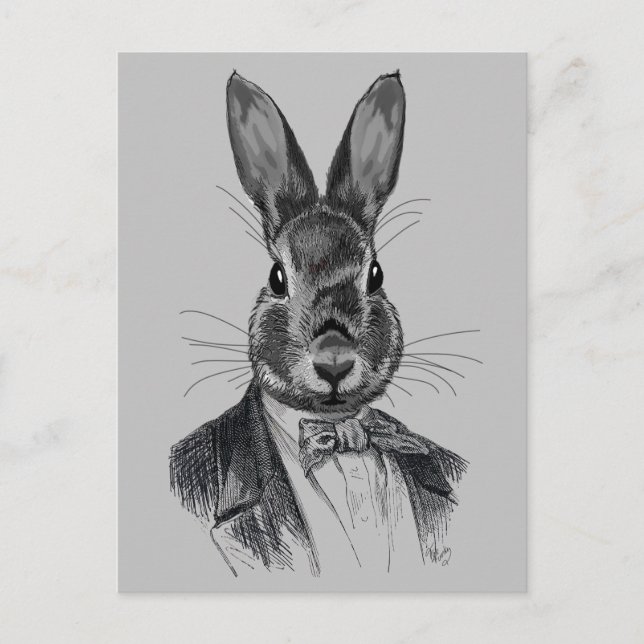 Rabbit In Suit Portrait Postcard (Front)