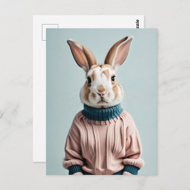 Rabbit in sweater, Postcrossing Postcard (Front/Back)
