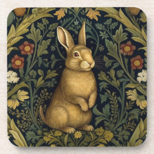 Rabbit in the forest art nouveau style coaster