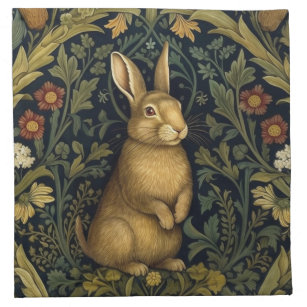 Rabbit in the forest art nouveau style napkin